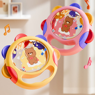 Cross-border Baby Hand Drum Baby Rattle Drum Tambourine Percussion Instruments Baby Educational Early Education Tambourine Toys