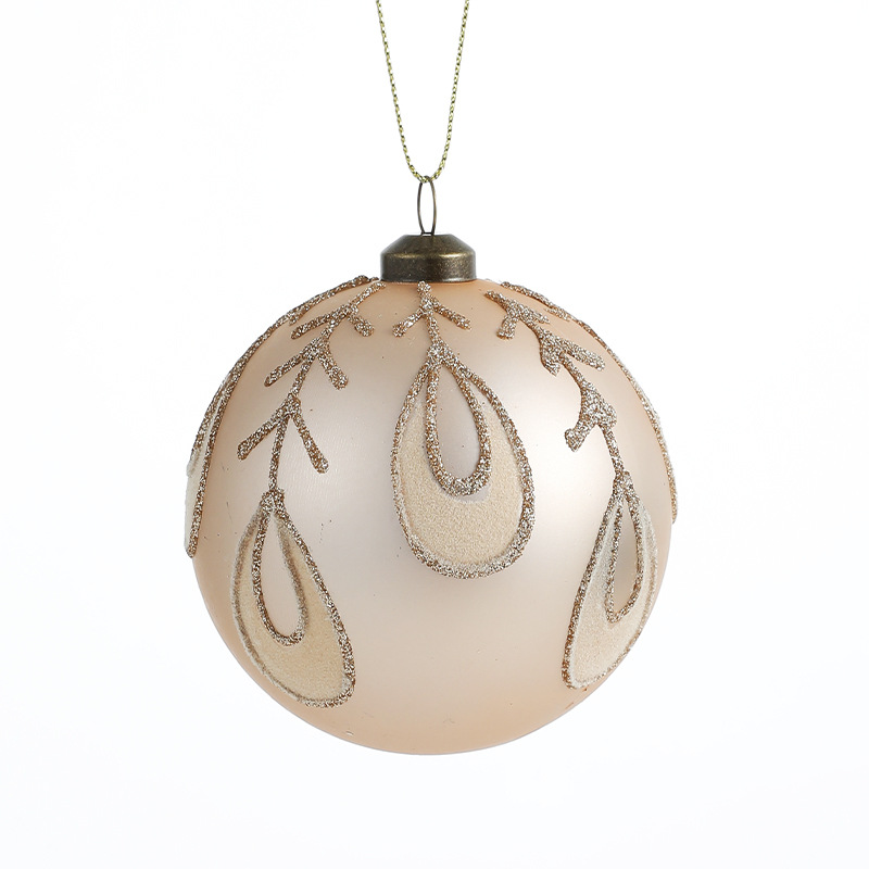 Nuevo producto 8CM bola de Navidad color champán oro polvo retro árbol de Navidad colgante bola decoración colgante diseño colgante