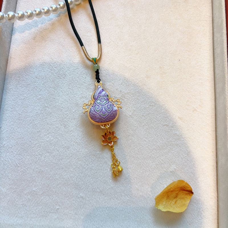 【成品】纯手工双面葫芦挂坠非遗宋锦真丝项链百搭小众高级感配饰|undefined