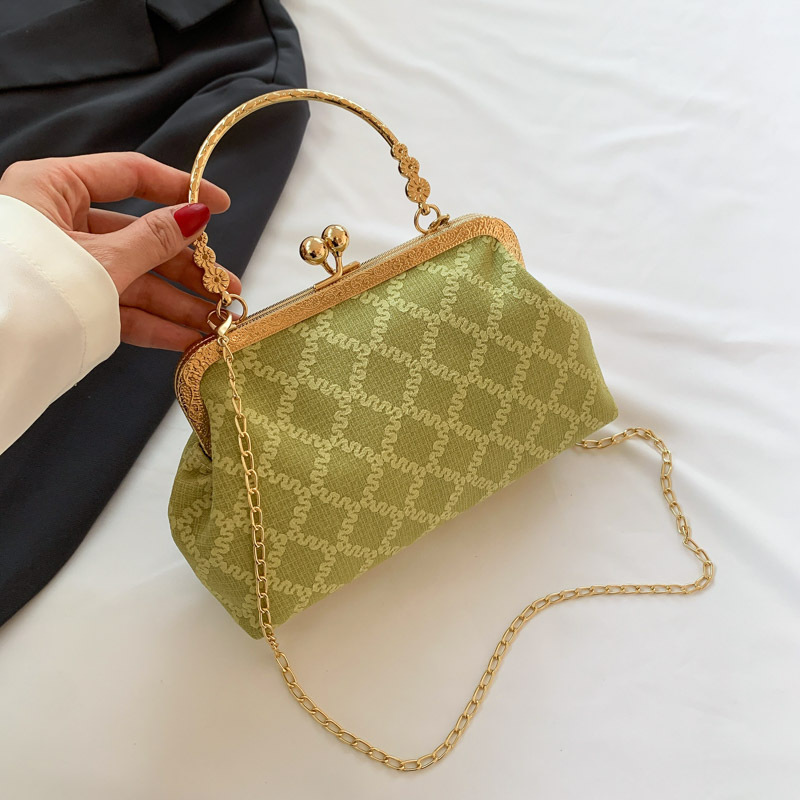 Cadena de moda rombo bolsa de concha ins moda perla cerradura noche bolsa de estilo fragante hombro crossbody bolsa de aspecto alto