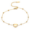 Golden fashionable summer ankle bracelet stainless steel, Korean style, simple and elegant design, pink gold, does not fade