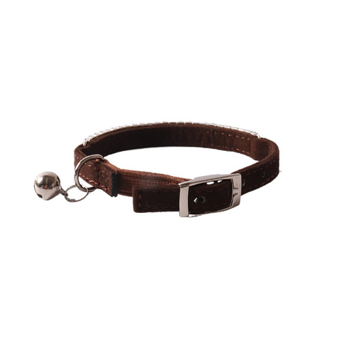 Aminger's new pet products, colorful velvet, elastic buckle, row of diamonds, cat collar, cat collar with bell
