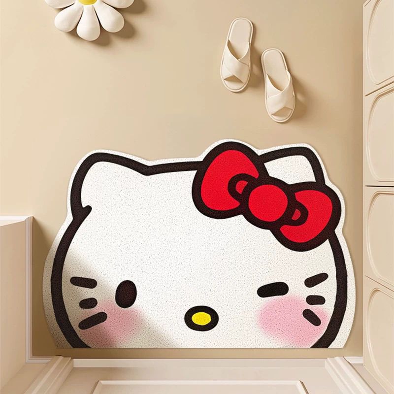 Hello Kitty Entrance Door Mat Cartoon Cute Door Mat Silk Circle Cuttable Carpet Floor Mat Dropshipping