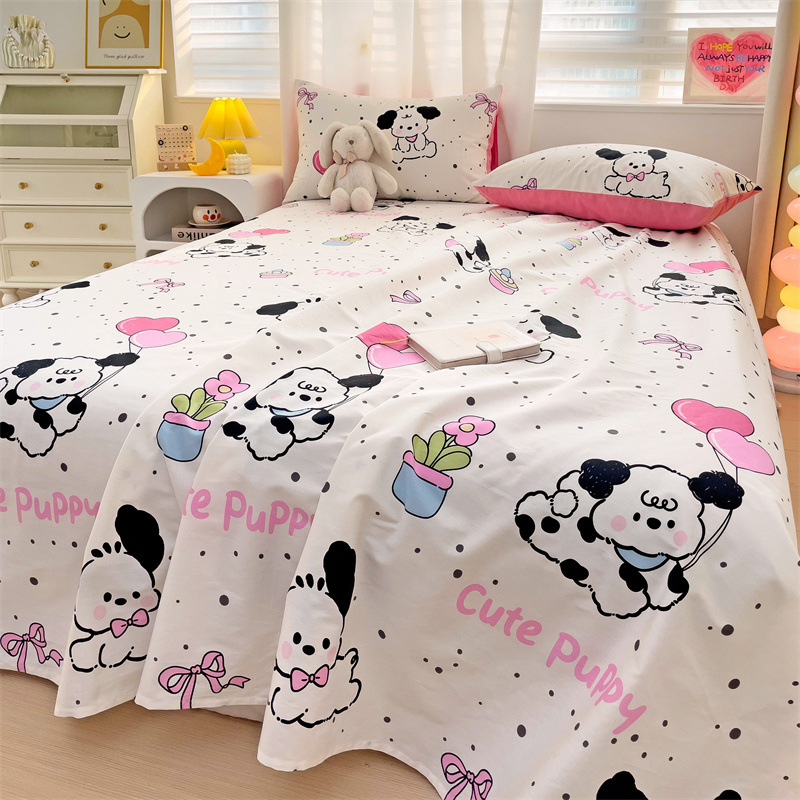 2025 nueva sábana de algodón fresco pequeña pieza individual 100 algodón dormitorio de estudiantes cama individual funda de almohada de tres piezas 2