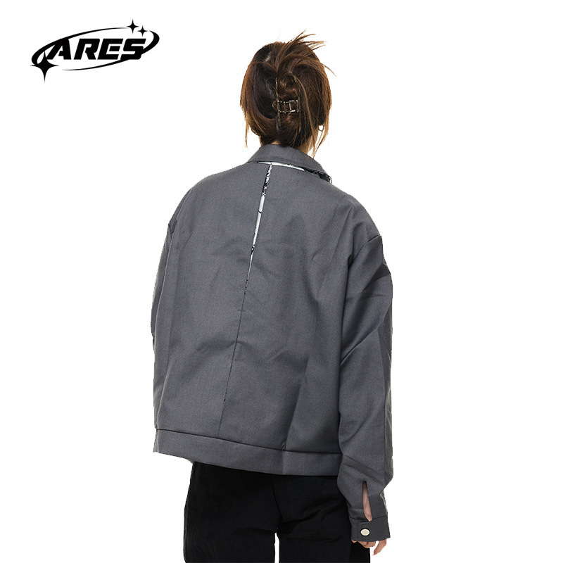 ARESWINGS拼接翻领cleanfit夹克外套男女潮2025小众设计感上衣|undefined