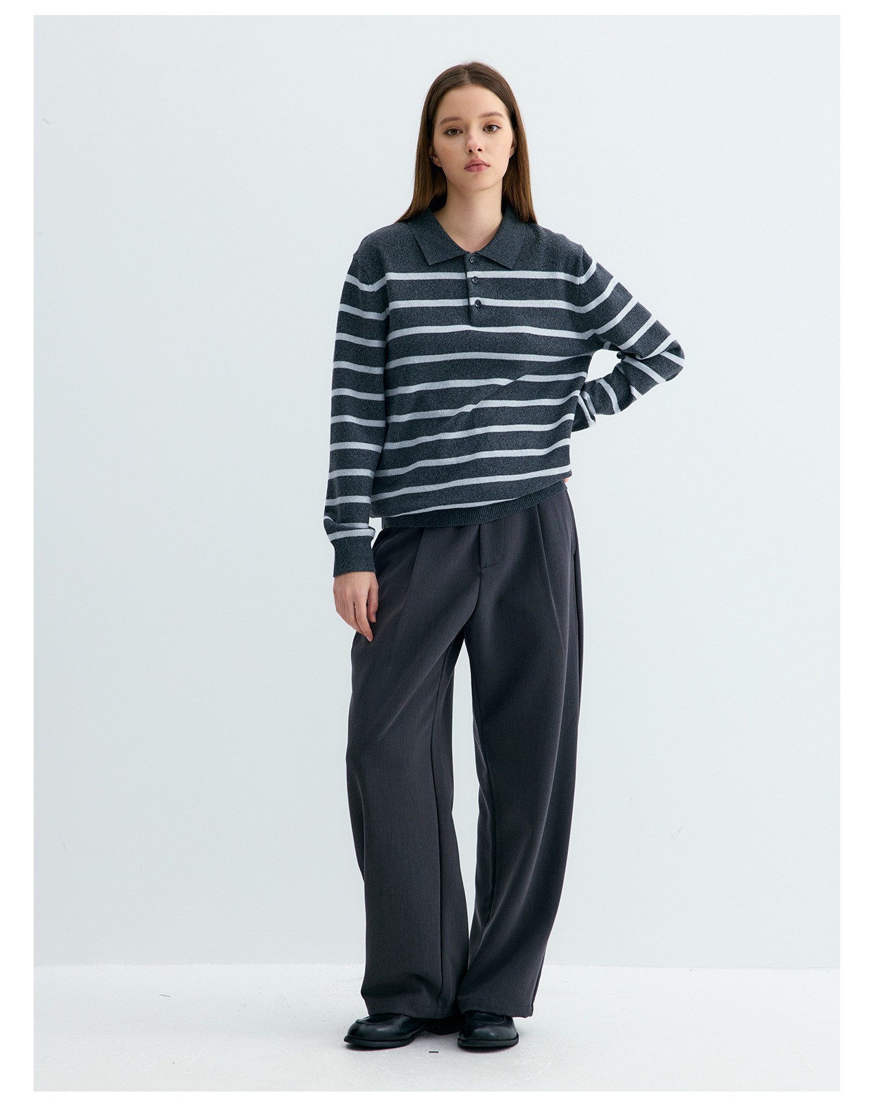 UNF Color-Block Striped 300g Polo Sweater