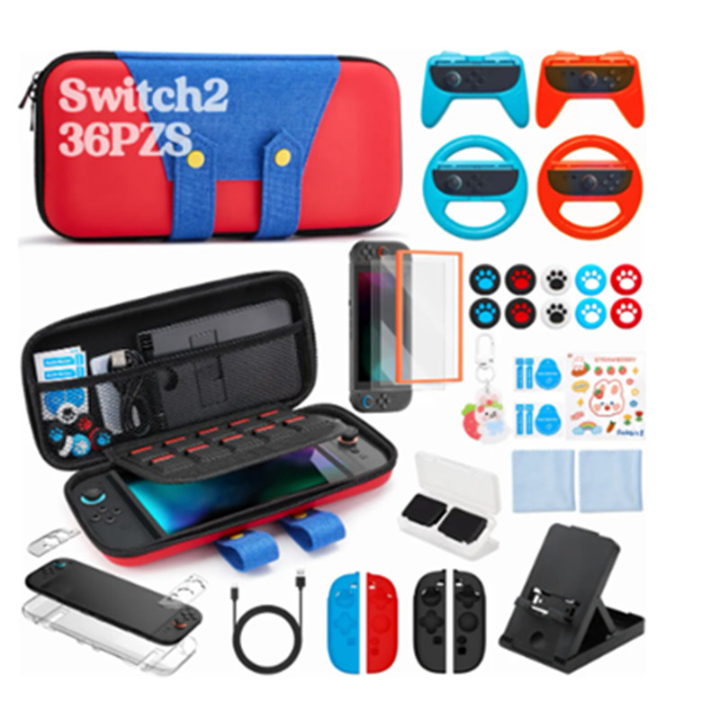 2025 nuevo conjunto de bolsa de almacenamiento switch2 cubierta protectora de caja de cristal switch2 película templada switch2