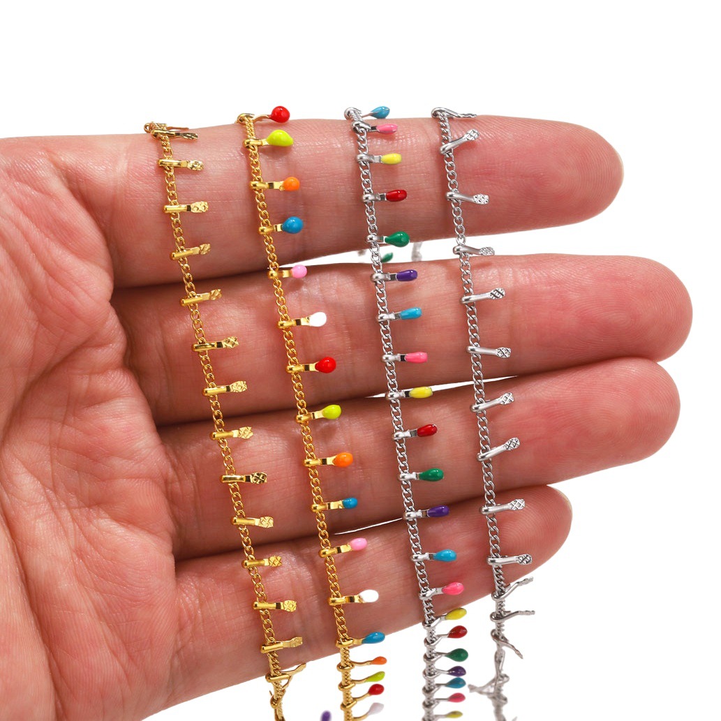 Acero inoxidable aceite goteo hecho a mano clip cadena DIY vacío galvanoplastia joyería accesorios titanio acero collar cuerda pulsera