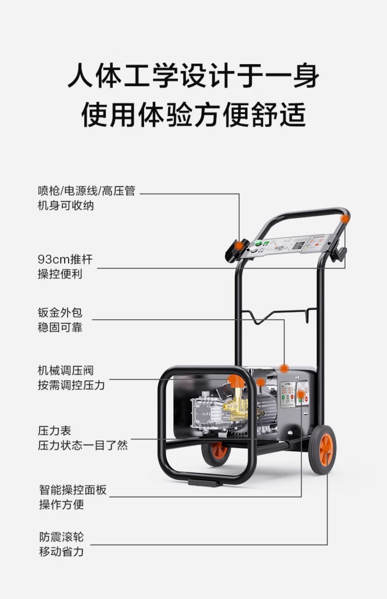 Commercial 9022 High Pressure Washer All Copper Motor Car Wash Pump