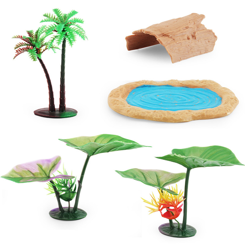 Amazonas simulación estanque árbol hoja de loto modelo de rana microscópica escena Rana estanque de peces accesorios traje Decoración Juguetes