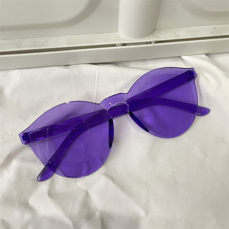 レトロな円枠サングラス紫色のドーパミンギャルメガネ男紫外線防止近視サングラス女性の丸い顔