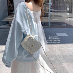 【V领蝴蝶结卫衣】设计感网纱蝴蝶结拼接V领卫衣女秋