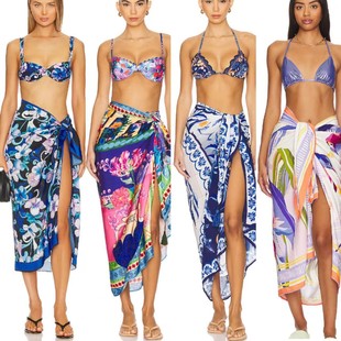 Chiffon Print Beach Wrap Dress Women's Sarong Bikini Swimwear Apron Sexy Swimsuit Women
