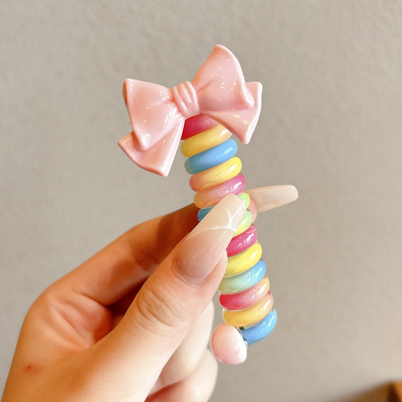 Primavera línea telefónica anillo de cabello cuerda cabeza nuevo artefacto de cabello trenzado colorido lindas estrellas burbujas trenzas adornamientos para el cabello de niños