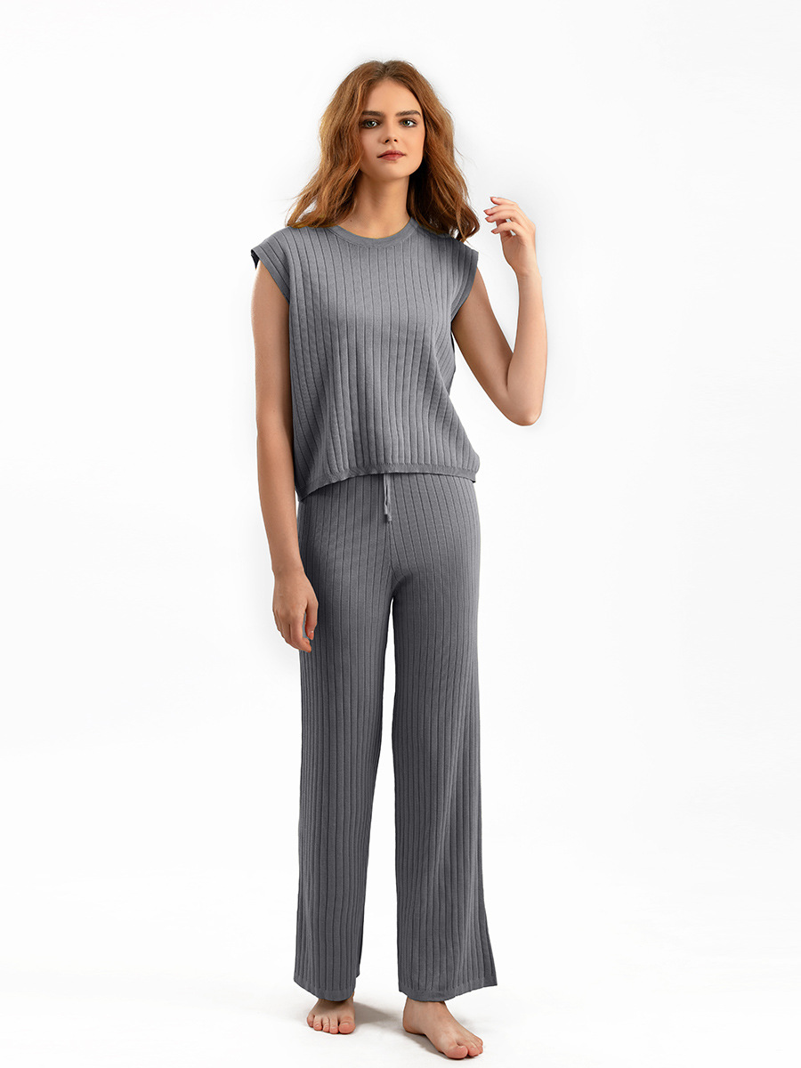 420g Weight Sleeveless Sleeve Length Ice Silk, Viscose Fabric Type Leisure Suit Sets Type Office, Outdoor, Daily Occasion Round Neck Neckline -1 Function Loose Fit Type Solid Color Pattern Summer Season Women's Gender Casual, Basic, Simple Style Style Office Outdoor Daily Women's Casual Basic Simple Style Solid Color Ice Silk Viscose Leisure Suit Pants Sets 7