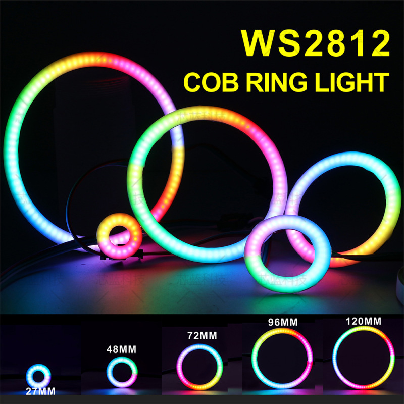 5V Colorful Cob Angel Eye Ring Light Ws2812B Built-In Ic Full-Color Single-Point Single-Control Circular 5V Ring Light Board