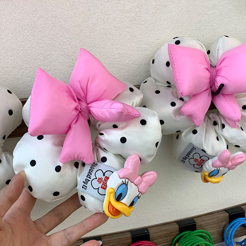 Mickey intestino grueso lazo para el cabello lindo para niños 2025 nuevo estilo lunares flor banda de goma accesorios para el cabello de dibujos animados cuerda para la cabeza atar el cabello