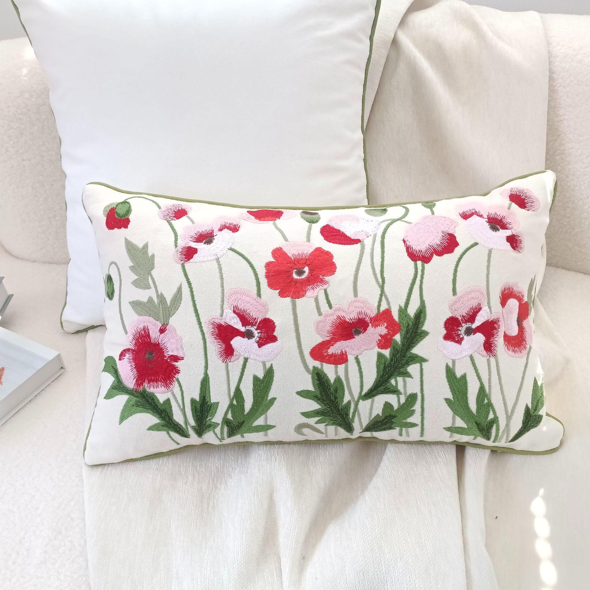 브로케이드 자수 잔디 허리 베개 (베개 코어 제외)