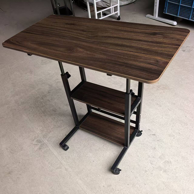 Customizable double-layer adjustable mobile bedside table with wheels, lazy person's computer desk, tabletop color can be customized Customizable double-layer adjustable mobile bedside table with wheels, lazy person's computer desk, tabletop color can be customized