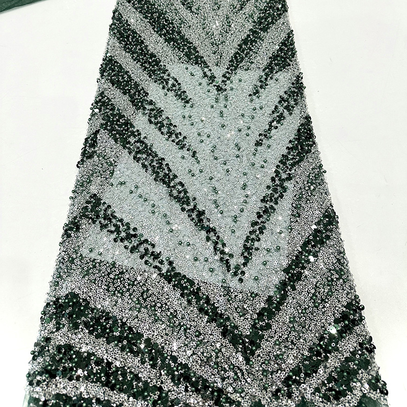 Tejido bordado estriado cuentas sequinado cuentas tubo bordado tela de alta gama vestido de noche vestido de escenario tela bordada image 15