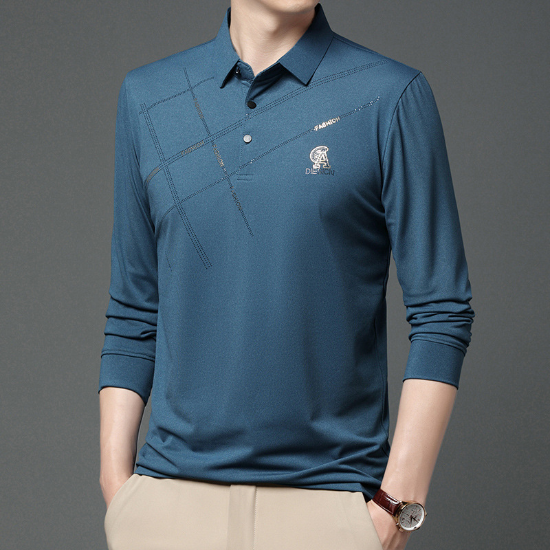 Primavera y otoño nueva camiseta de hombre de manga larga camisa de polo de alta calidad Camiseta de hombre superior de una pieza de entrega
