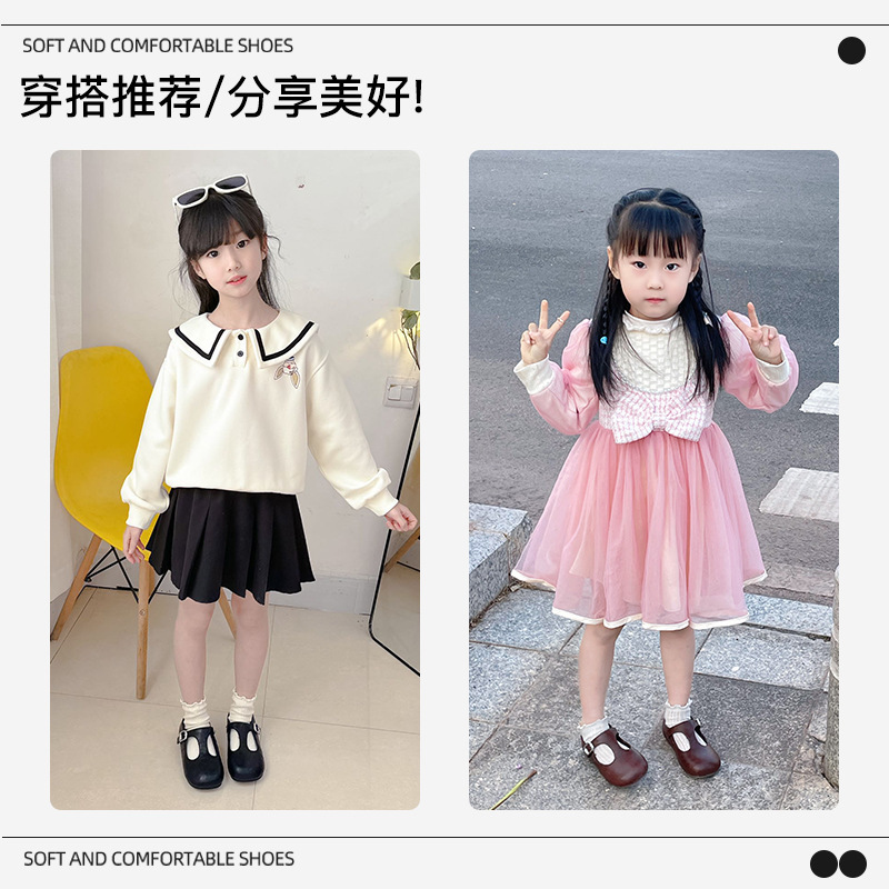 女童皮鞋春秋款软底单鞋女宝豆豆鞋小女孩儿童鞋子英伦风玛丽珍鞋|undefined