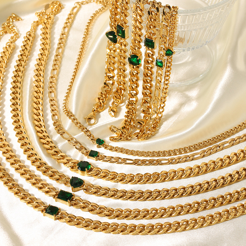 12g Weight 0.03µm Gold Plating Thickness Vacuum Plating Gold Plating Process Lobster Trigger Clasp Closure Clasp Closure Type Wholesale Jewelry Elegant Streetwear Water Droplets Heart Shape 201 Stainless Steel 304 Stainless Steel Zircon 18K Gold Plated Inlay Necklace
