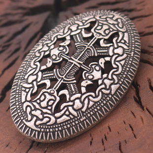 Viking Odin Legendary Metal Pendant Nordic Mythical Men's Amulet Brooch Cross Border Black Silver Rune Chest