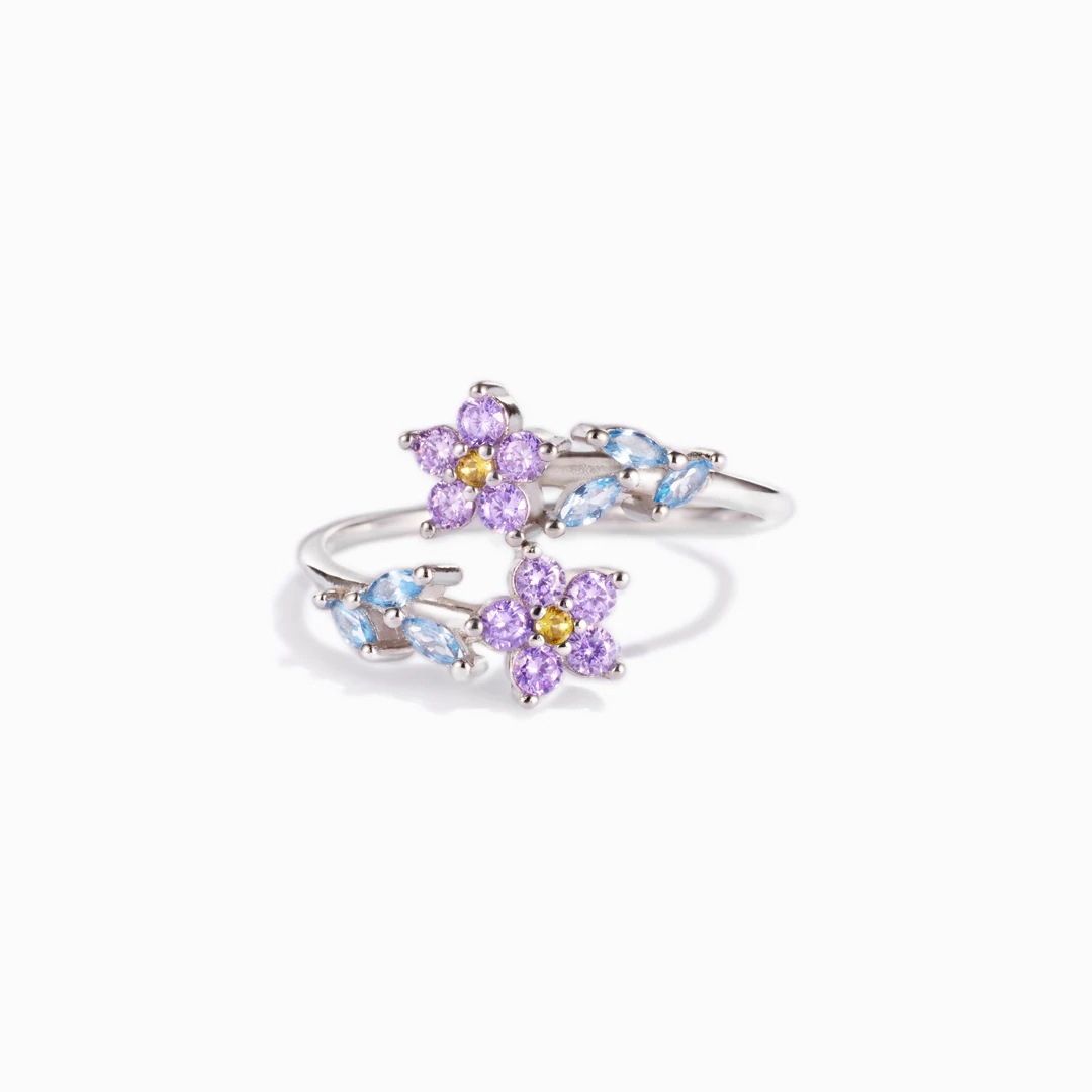 8g Weight Zircon Inlay Material 1 Piece 925 Sterling Silver Tree Leaves Flower Zircon Open Rings Rings