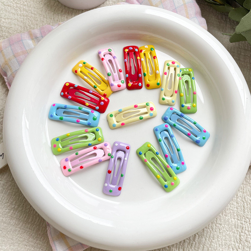 Mini Polka Dot Square Bb Clip Colorful 3cm Small Clip Kidsren's Hair Clip Baby Hair Clip Side Clip