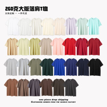 AG260克重磅美潮t恤oversize纯棉圆领男印花圆领宽松短袖一件代发