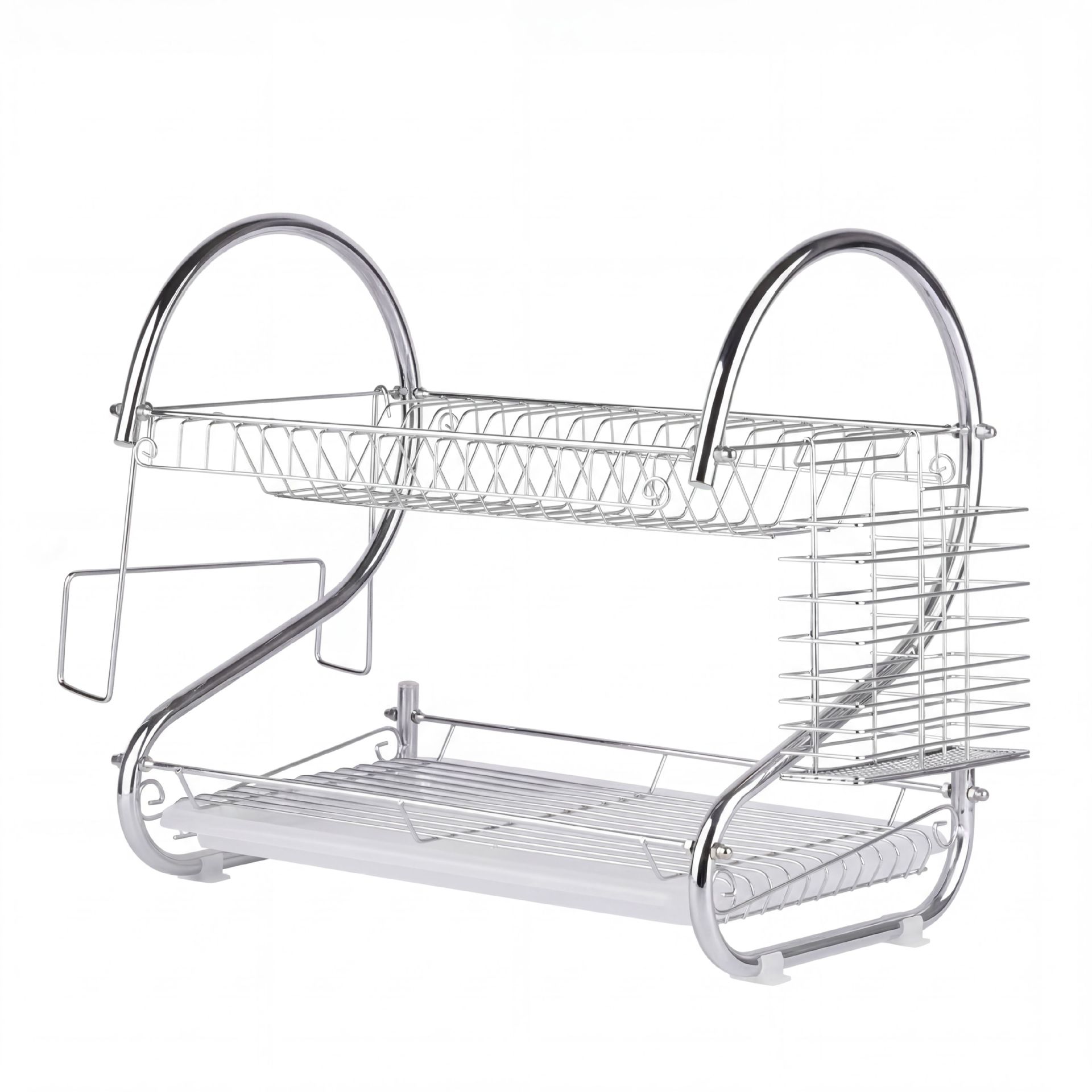 Rack de platos de doble capa Rack de drenaje Rack de almacenamiento de palillos de cocina Rack de platos domésticos Rack de platos de mesa Rack de secado de platos Taza de agua Placa de agua