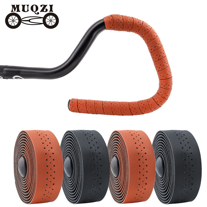 MUQZI Dead Flying Road Bicycle Handlebar Leather Strap Curved Handle Horn Horn Handle Hollow Breathable Handle