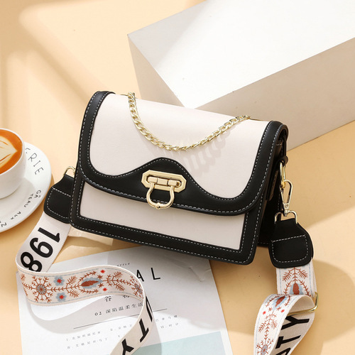 Manufacturer's bag for women 2024 new fashion contrasting color one-shoulder small square bag casual simple cross-body bag for women one-piece drop shipping