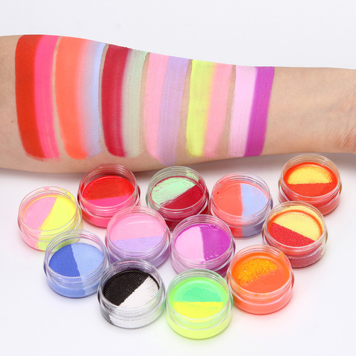 12 bottles of 24 colors matte 10g double color washable body paint eye shadow eyeliner makeup face paint