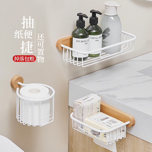 New wood white bathroom toilet paper box beech wood toilet paper holder tissue box face towel solid wood tissue basket