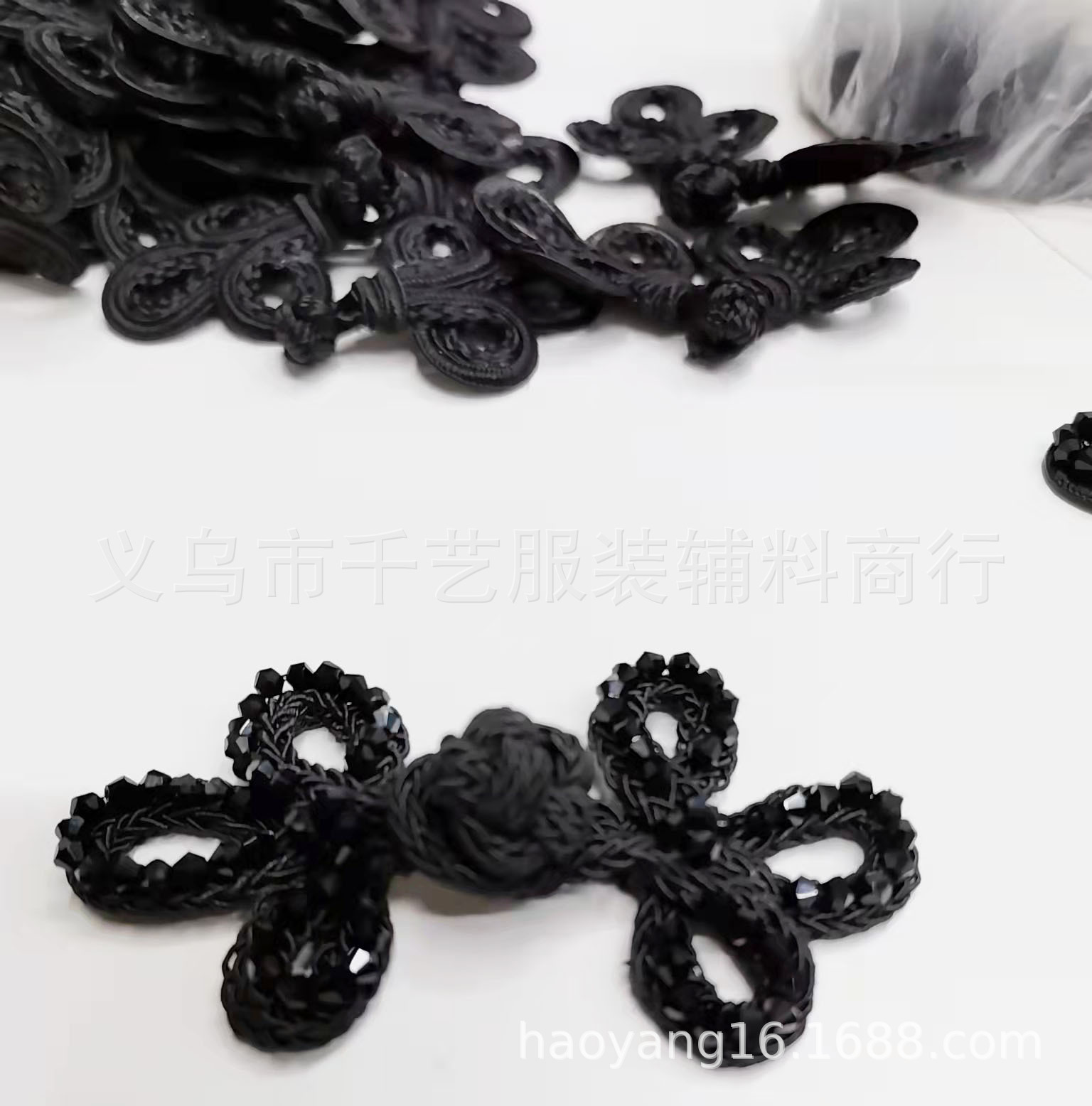 手工三叶订珠中国风唐装大衣服装大纽扣盘扣舞台表演纽扣