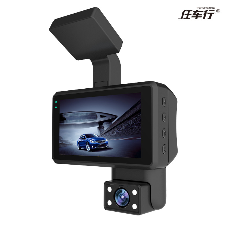 DVR (dash cam) para automóvil de 3 pulgadas, HD, visión nocturna, grabación delantera/trasera e interior, doble grabación, transfronterizo.