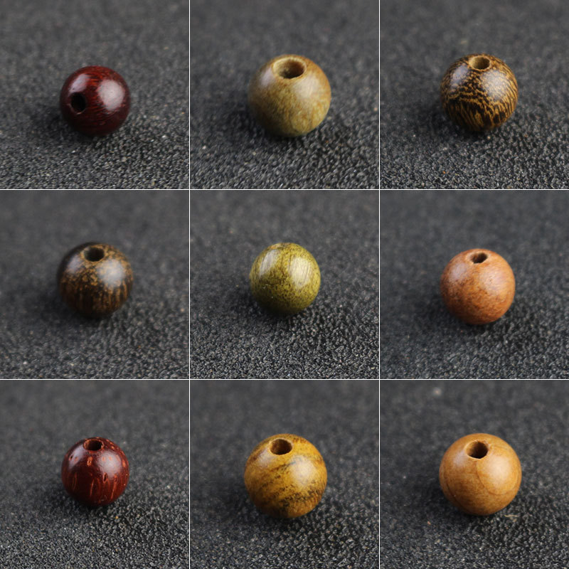 檀木珠子手串散珠DIY佛珠念珠手链项链配件6-10MM已打孔木艺