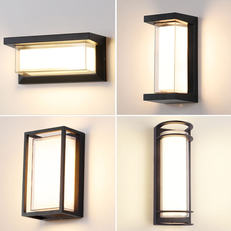 Outdoor Wall Lamp Sensor Balcony Courtyard Exterior Wall Lamp Courtyard Terrace Retro Outdoor Double-Layer Waterproof Led Wall Lamp