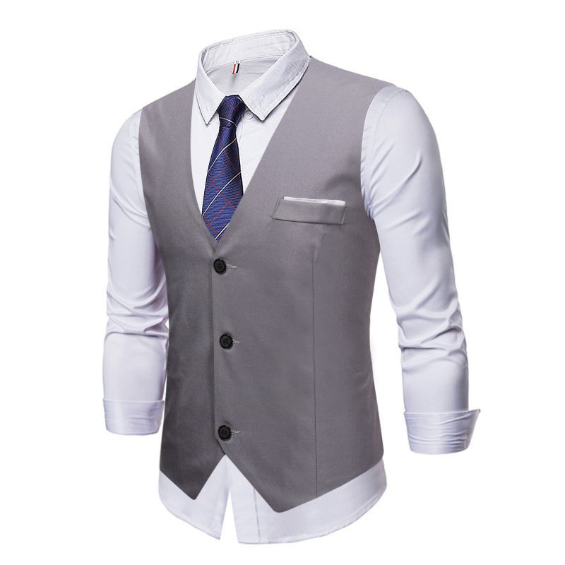 Chaleco de traje de primavera y otoño para hombre delgado para hombre talla grande coreano Delgado Chaleco de traje profesional de moda chaleco para hombre