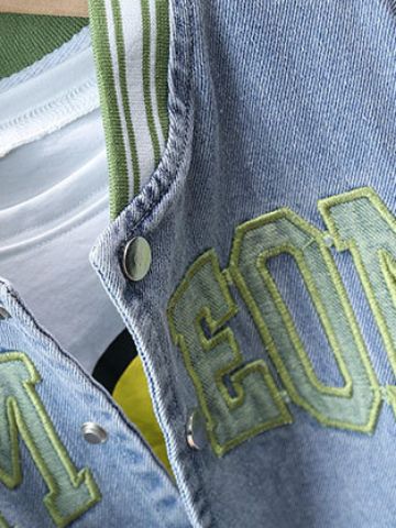 Conjunto de Mezclilla para Niños 3921, Primavera y Otoño 2026, Nuevo Estilo, Conjunto de Dos Piezas con Letras, Ropa Moderna para Bebés