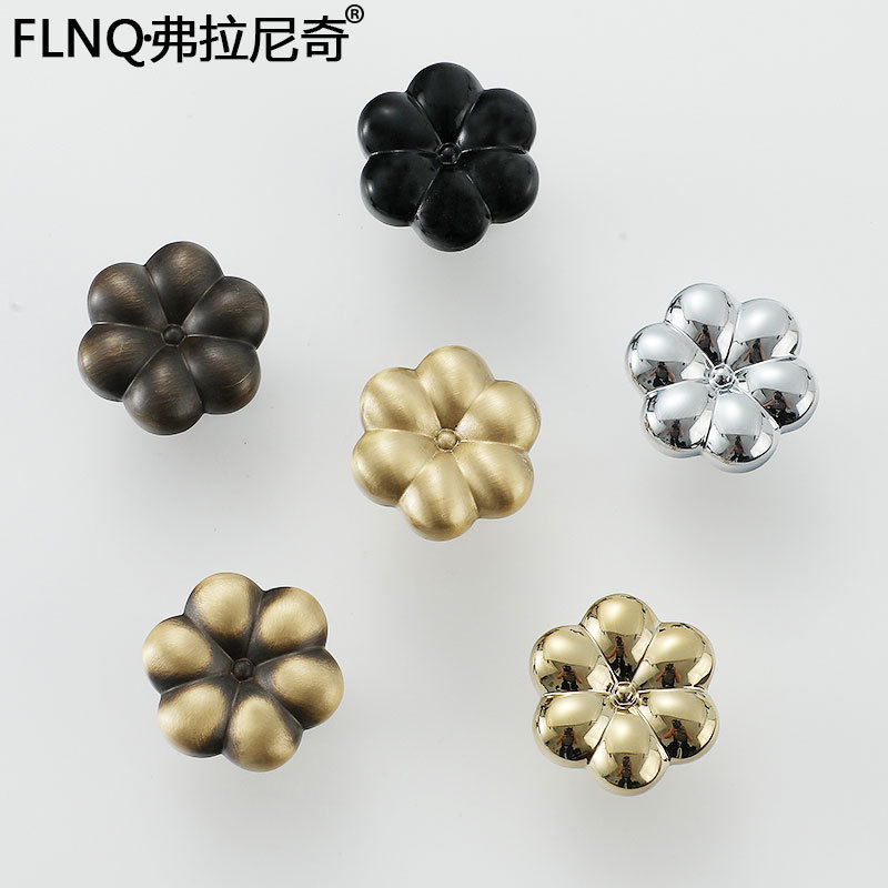 田園風創意櫃門把手法式亮鉻純銅拉手輕奢衣櫃櫥櫃抽屜黃銅把手