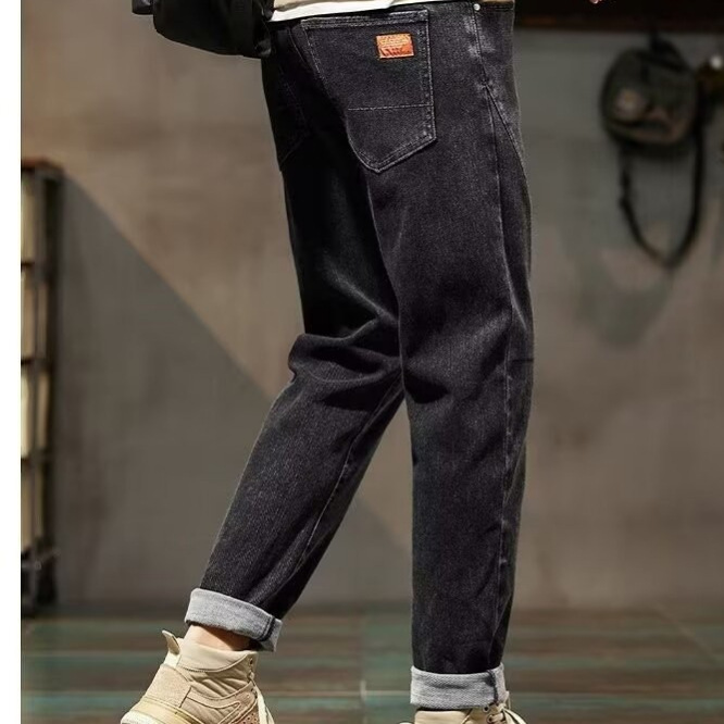 Marca de moda jeans casuales hombres pantalones rectos sueltos de nueve puntos para hombres 2024 nuevo AG2015