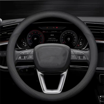 Steering wheel cover — for Car Interiors, Wholesale - new-black-round-punched-version-36cm