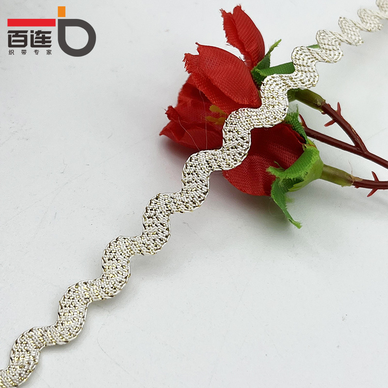 3-5mm oro y plata ola en forma de S borde curvo cortina de cinta de encaje ropa para niños accesorios de la boda accesorios de ropa DIY