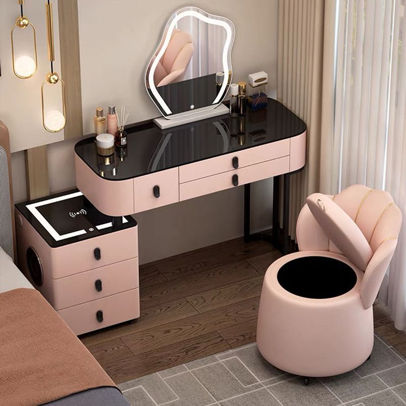 All Solid Wood Dressing Table Bedroom Modern Simple Dressing Table Smart Dressing Table Storage Cupboard Integrated Non-Density Board