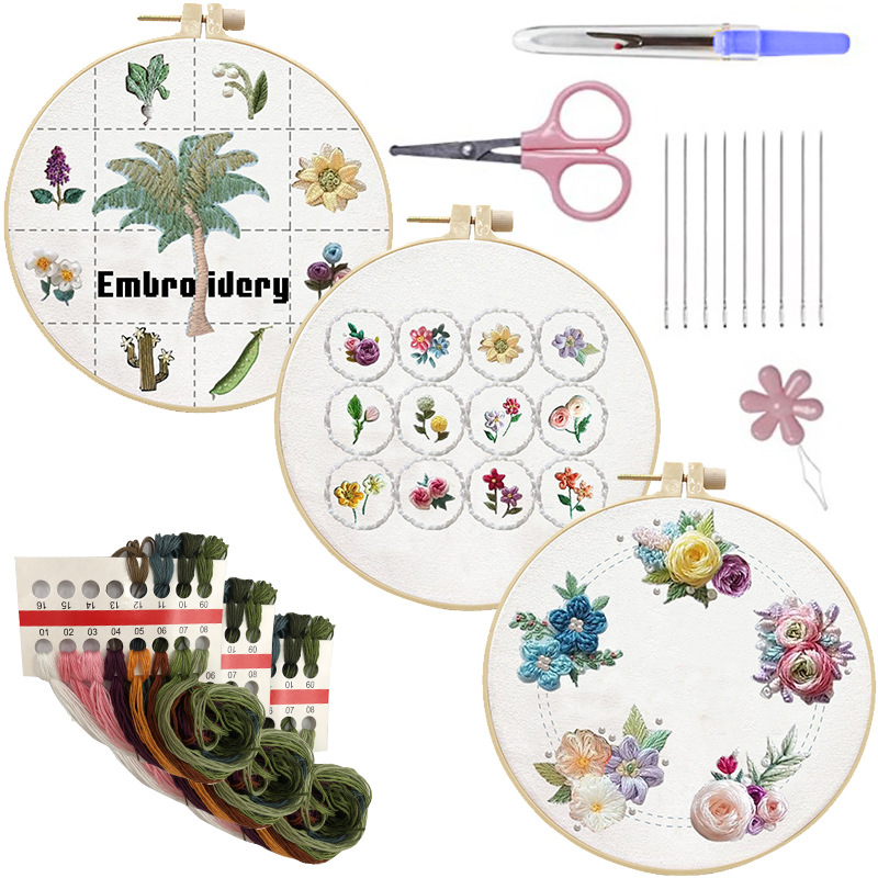 Original-Nuevo producto Bordado Diy Paquete de material de tela hecho a mano transfronterizo Paquete de práctica de costura hecho a mano creativa en inglés