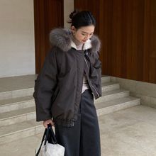 7628咖色【批发不退换请联系客服】素予90白鸭绒羽绒服保暖派克服