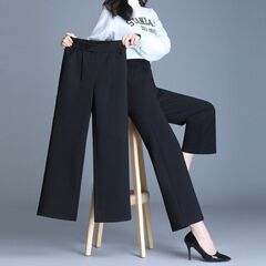 高腰宽松2025垂感直筒裤阔腿裤女九分裤春秋新款矮小个子显瘦西装
